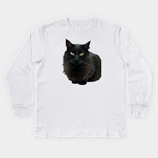 Black Cat Image Kids Long Sleeve T-Shirt